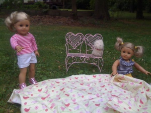As soon as Hannah and Holly got to the park they set up their picnic blanket